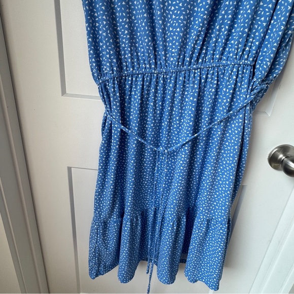 Banana Republic Women’s Belted Blue White Floral Dress XL Polyester-Spandex Chic - Picture 11 of 12